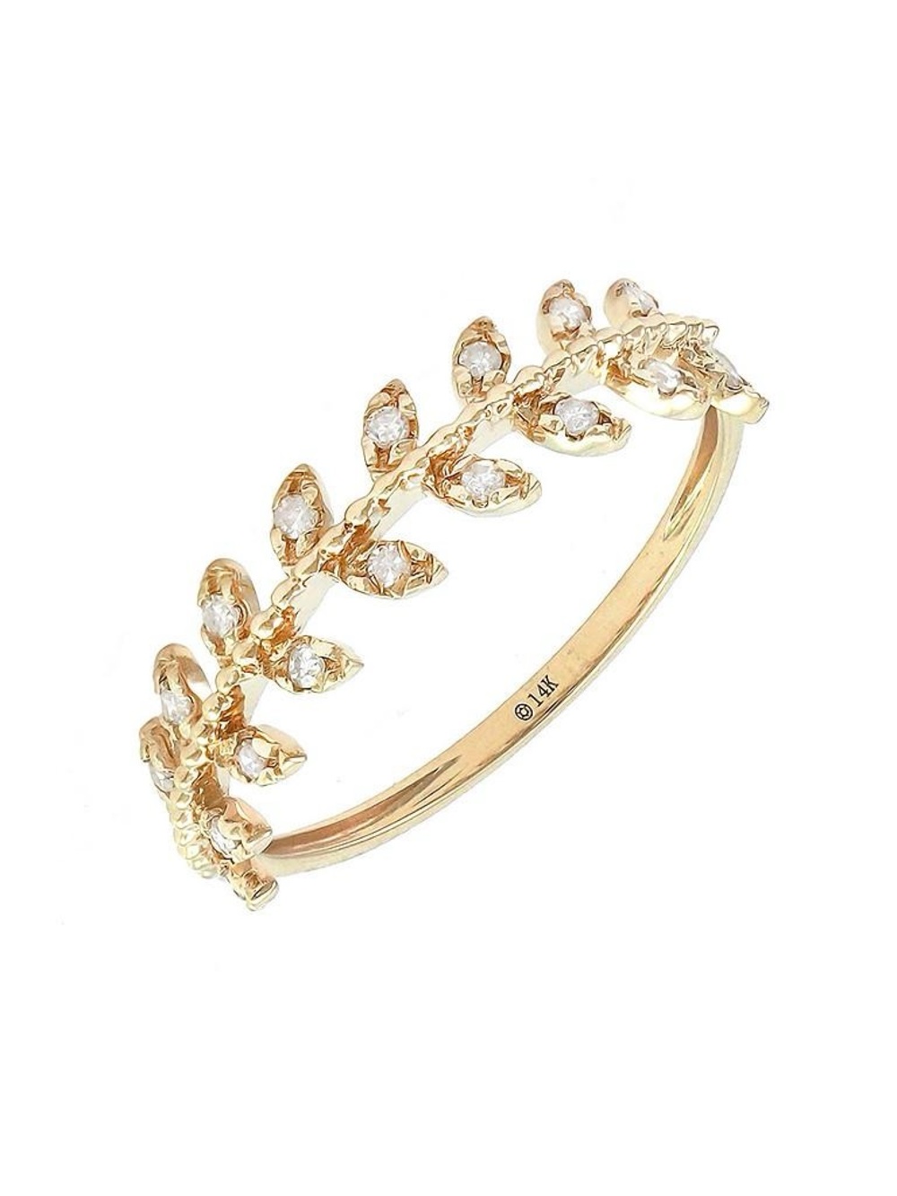 14K Real Solid Yellow Gold Single Cut Pavé Natural Diamond Ring 0.11ctw Size 6.5